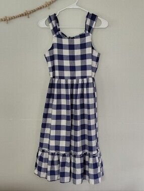 Blueberi Blvd Blue Gingham Tiered Ruffle Hem Cottagecore Dress Size Small